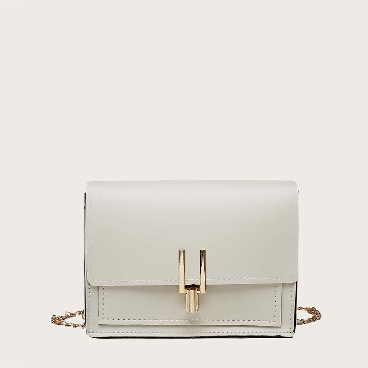 

Flap Chain Bag, Beige