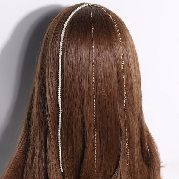 

Faux Pearl & Chain Decor Hair Clip, Gold