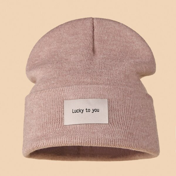 

Letter Graphic Beanie, Baby pink