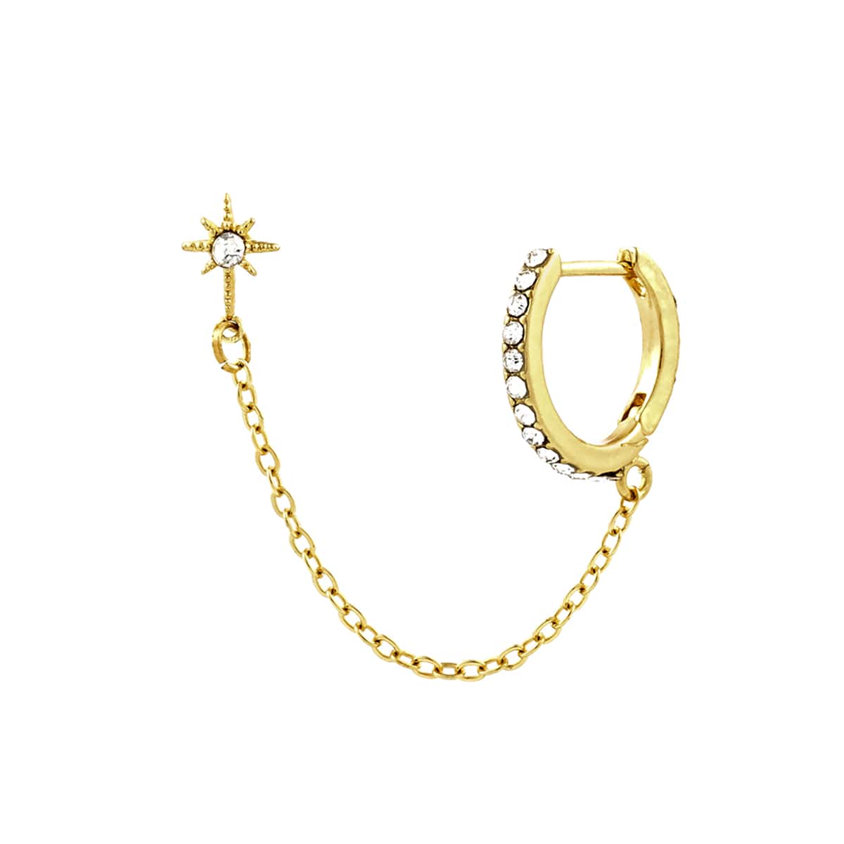 

1pc Chain Linked Rhinestone Ear Cuff, Gold