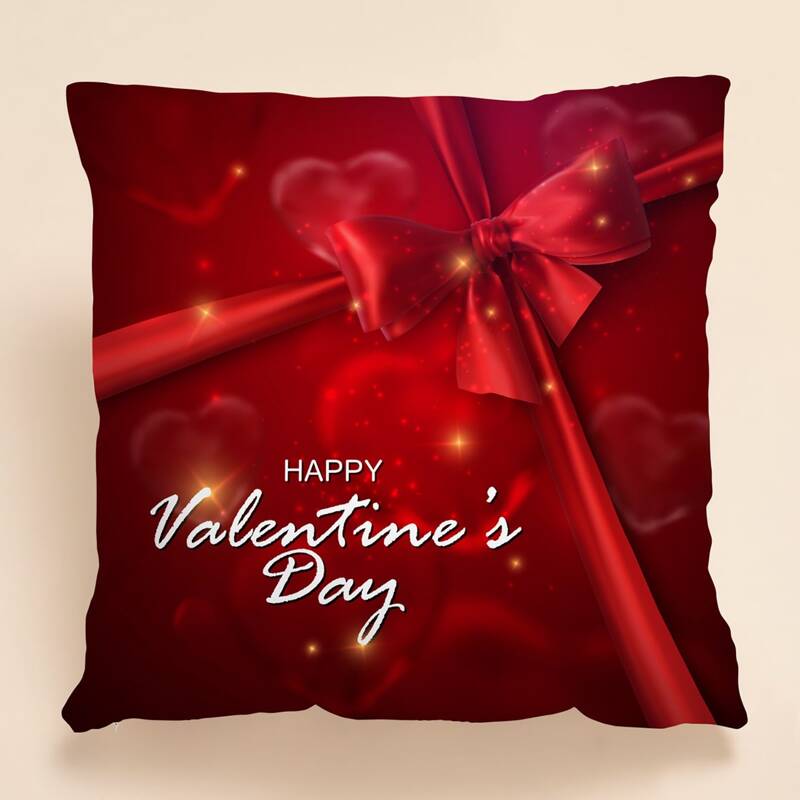 

Valentine's Day Pattern Cushion Cover Without Filler, Red