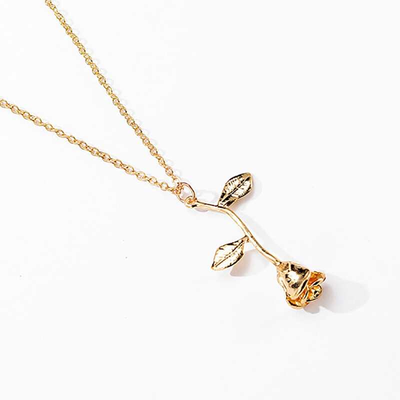 

1pc Rose Pendant Chain Necklace, Gold