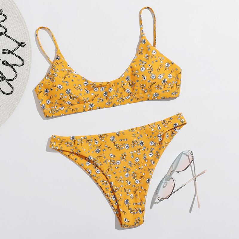 

Ditsy Flower Bikini Swimsuit, Yellow