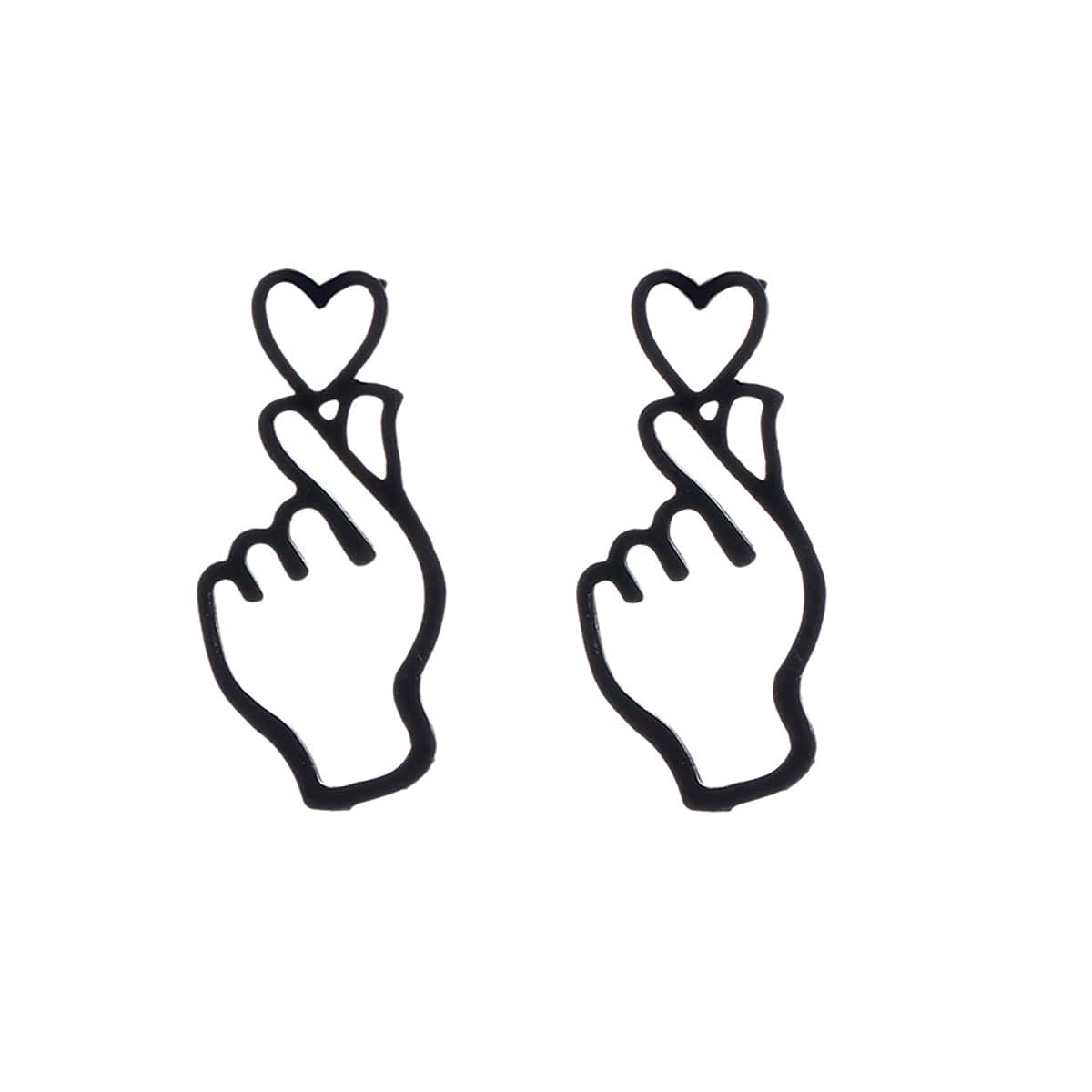 

Heart Hand Gesture Drop Earrings, Black
