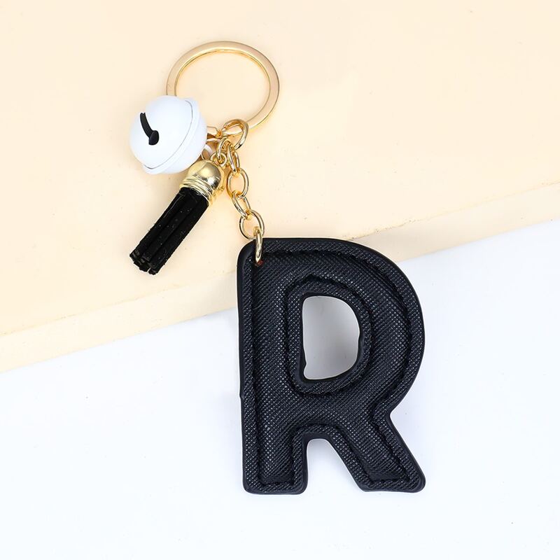 

Letter Charm Keychain, Black