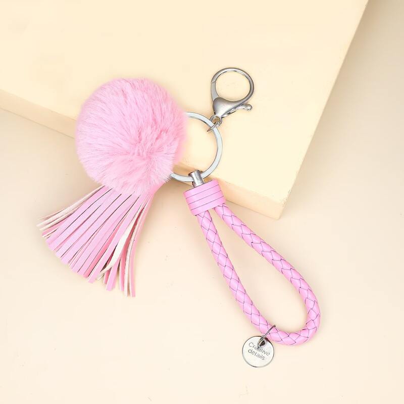 

Pom Pom Charm Keychain, Pink