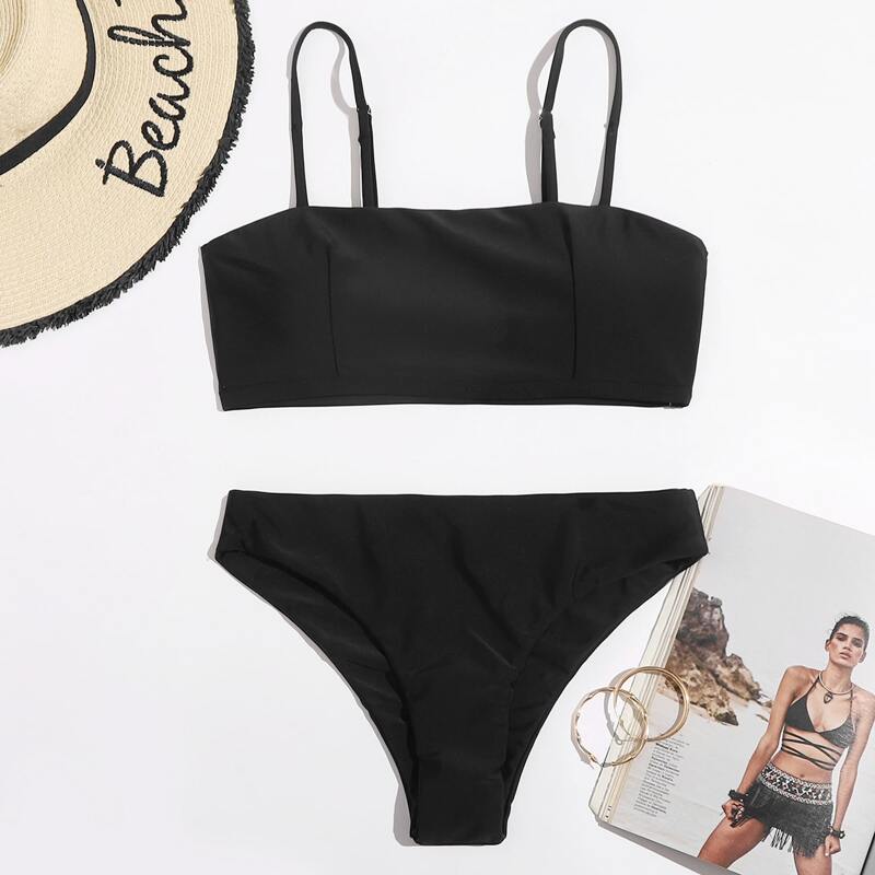 

Solid Bikini Swimsuit, Black