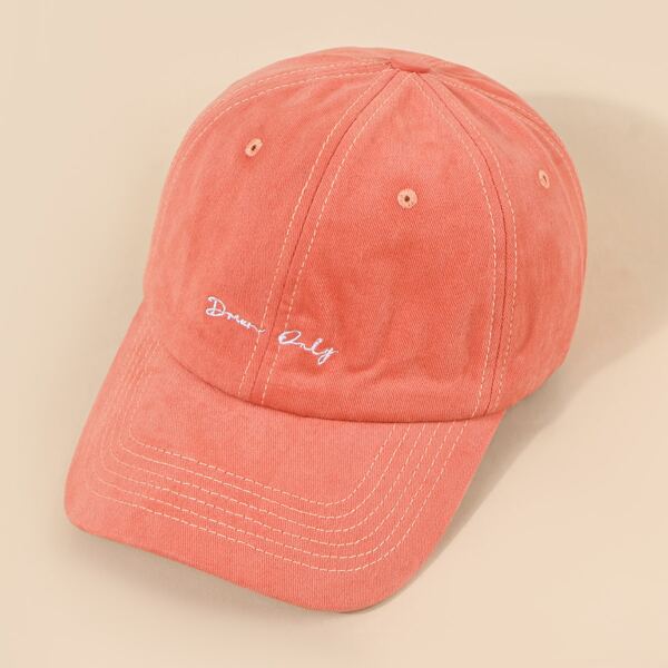 

Letter Embroidered Baseball Cap, Coral pink