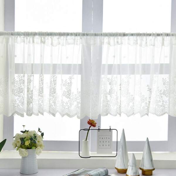 

Lace Rod Pocket Single Panel Valance, White