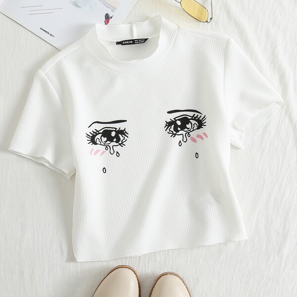 

Eye Print Textured Tee, White