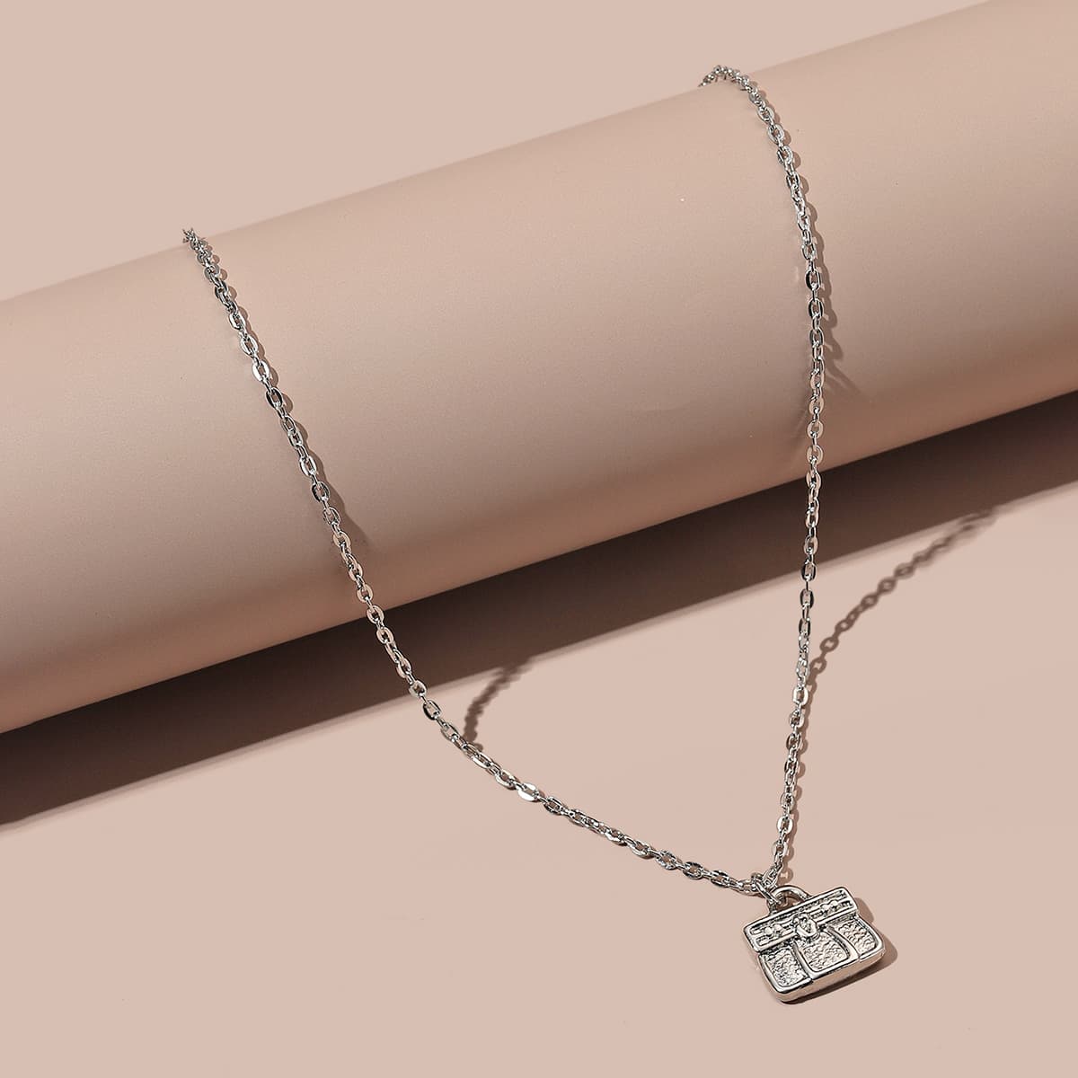 

1pc Pendant Chain Necklace, Silver