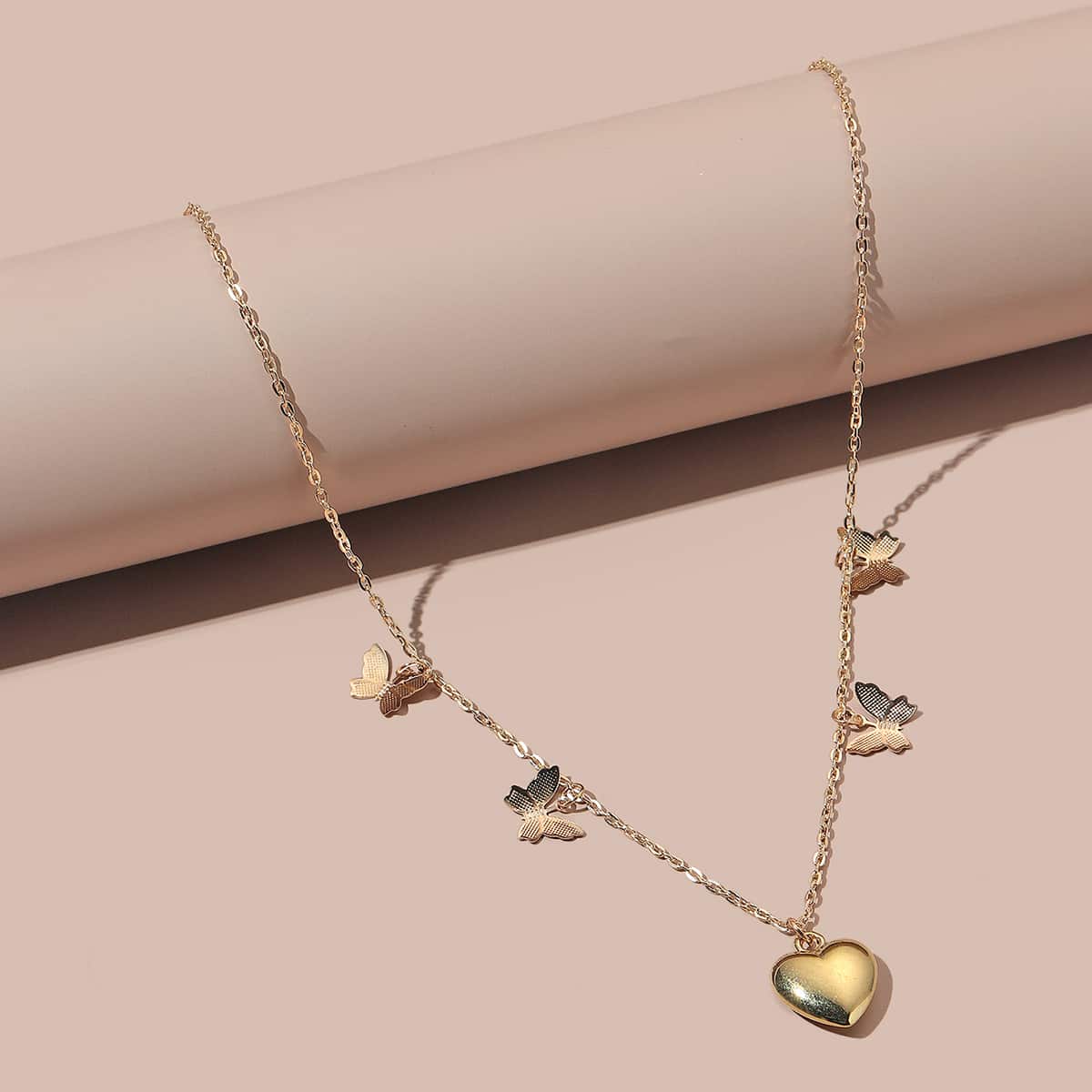 

1pc Heart Pendant Chain Necklace, Gold