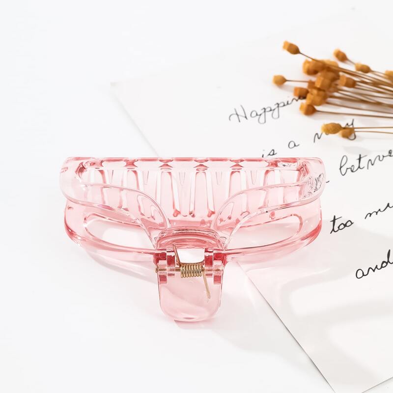 

1pc Clear Hair Claw, Pink