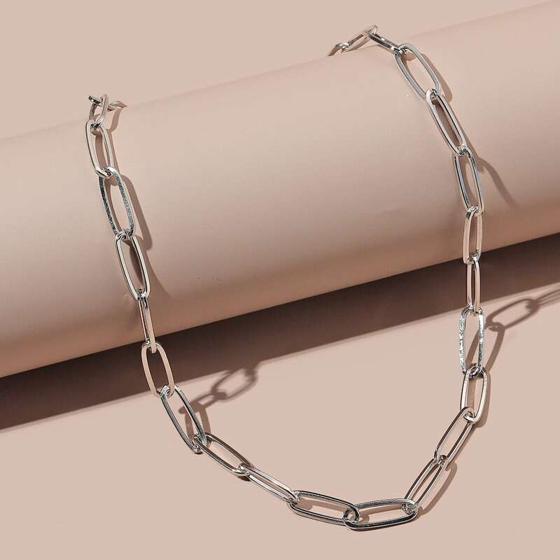 

1pc Chunky Chain Necklace, Silver