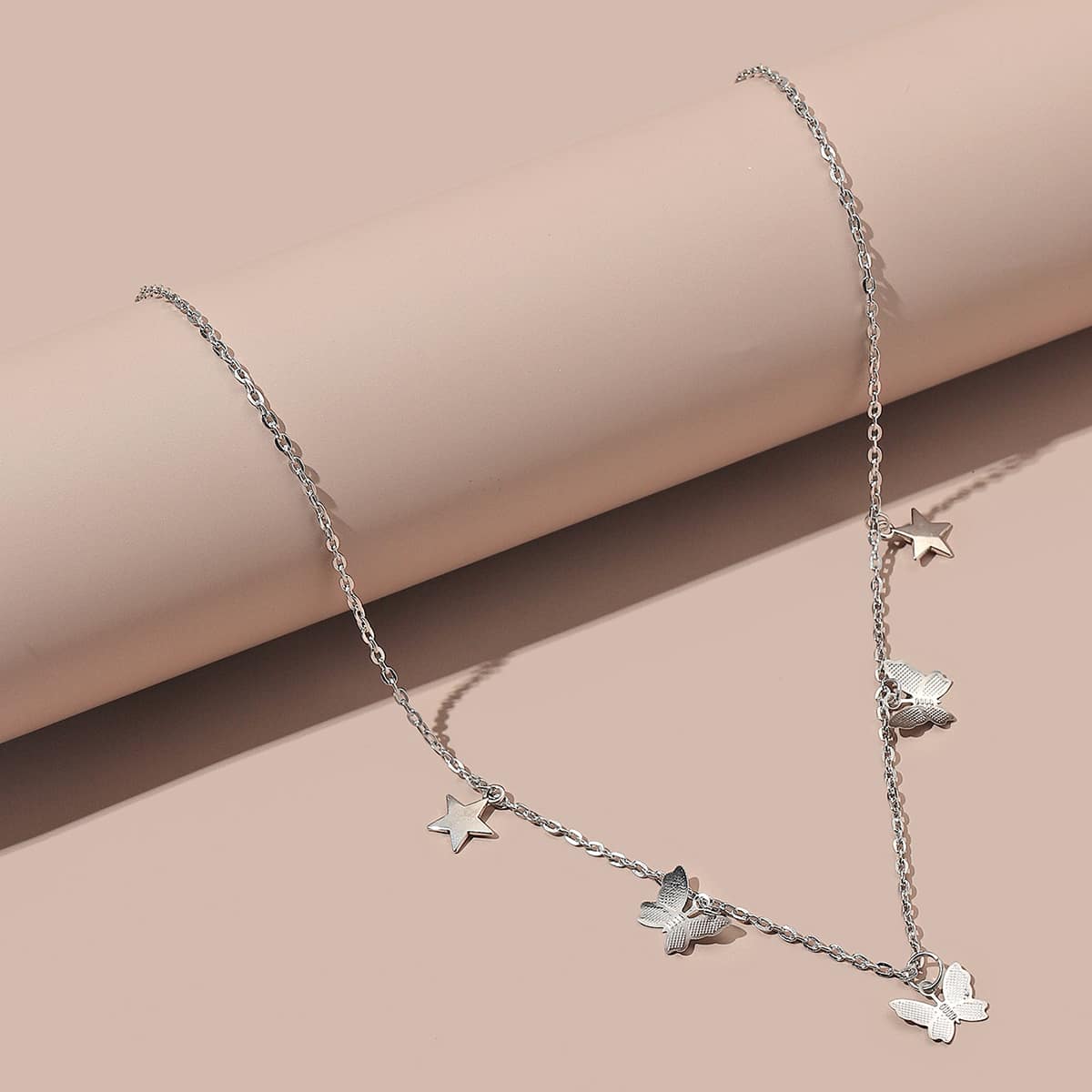

1pc Butterfly Charm Chain Necklace, Silver