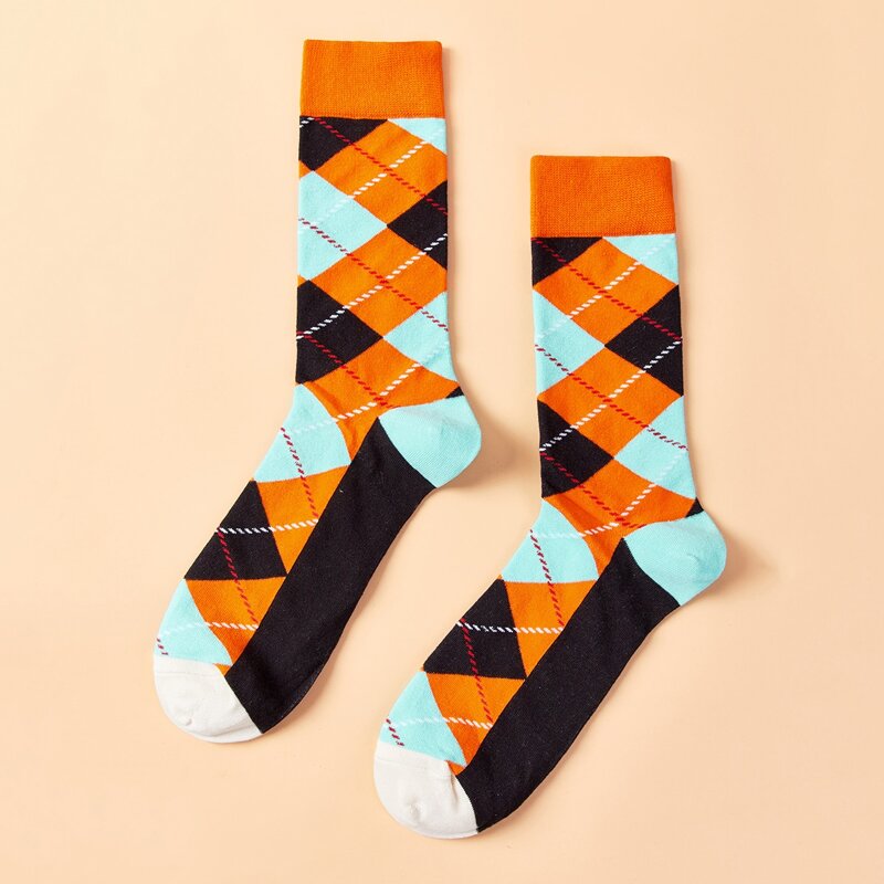 

Guys Geometric Pattern Crew Socks, Orange