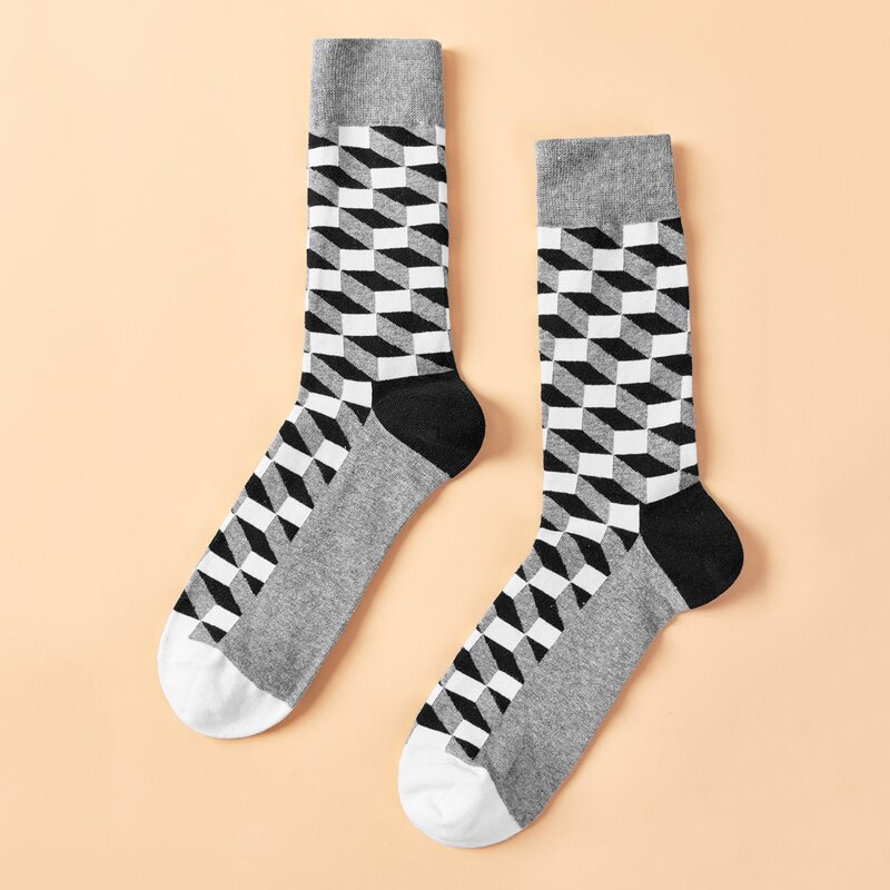 

Guys Geometric Pattern Crew Socks, Grey