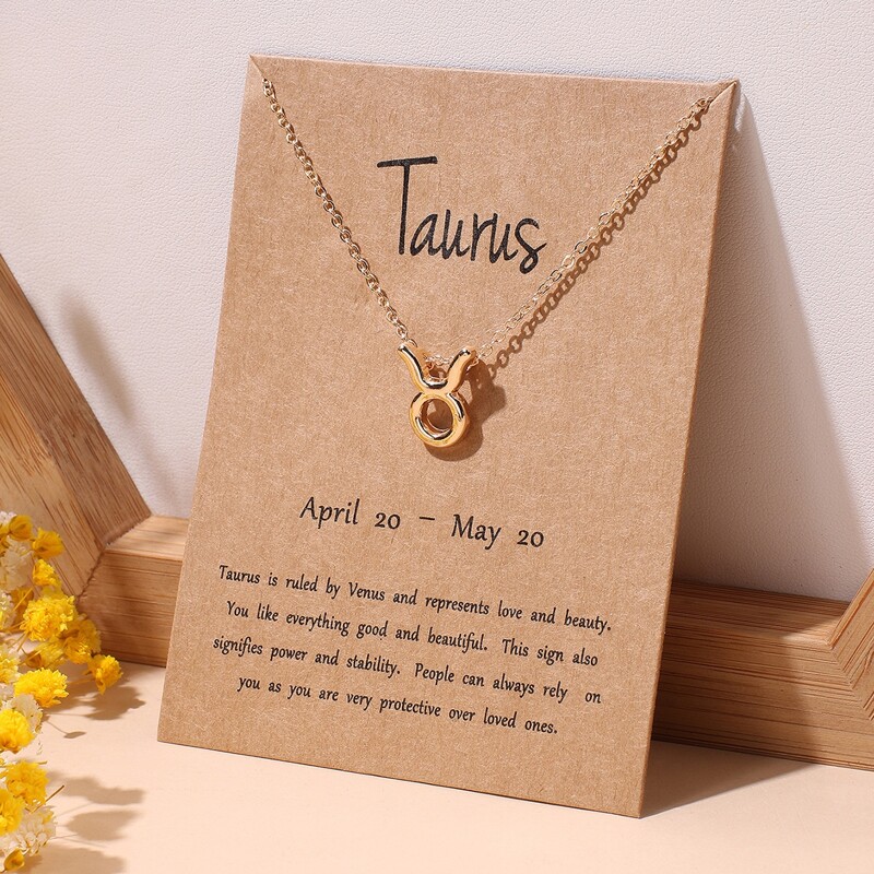 

1pc Taurus Pendant Chain Necklace, Gold