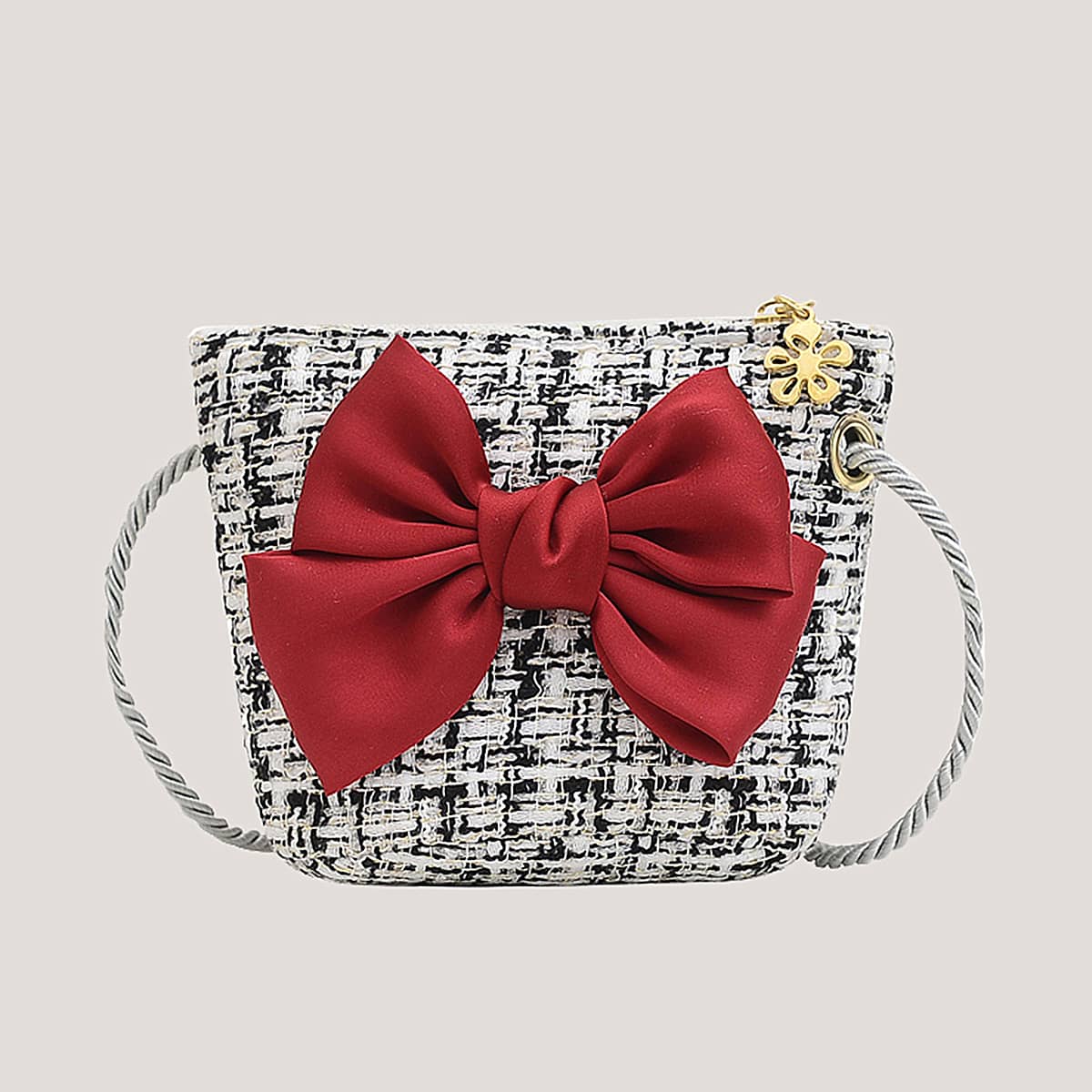

Contrast Bow Tweed Mini Bag, Multicolor