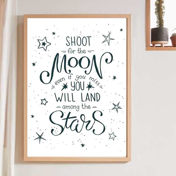 

Slogan Graphic Wall Painting Without Frame, White