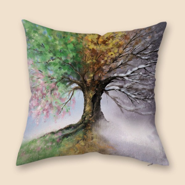 

Tree Print Cushion Cover Without Filler, Multicolor