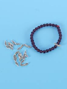 60pcs Nàng tiên Cánh Spacer Hạt Đối với Làm đồ trang sức Retro Đôi cánh Angel Pha trộn DIY Phụ kiện Thủ công Dây chuyền Vòng tay Vật rủ xuống Thắt lưng Loại vỏ - Bạc - Xem 3