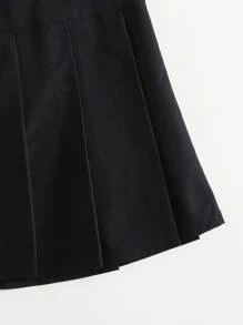 SHEIN Unity Faldas Tablas Liso Preppy - Negro - Ver 4