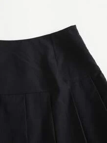 SHEIN Unity Faldas Tablas Liso Preppy - Negro - Ver 5