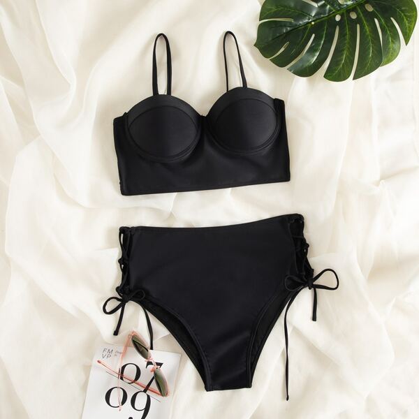 

Push Up High Waisted Bikini Swimsuit, Black