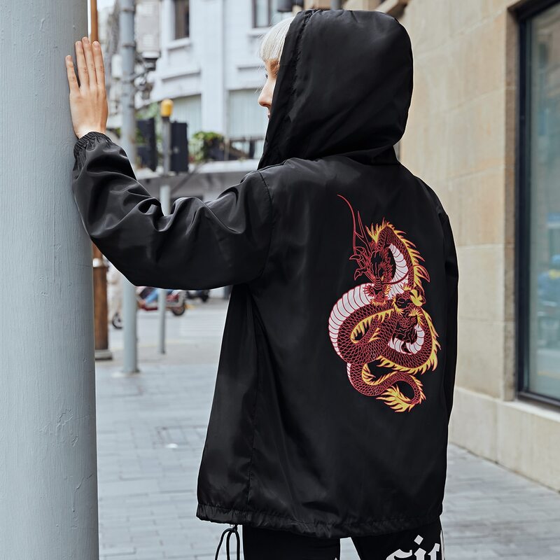 

Chinese Dragon Hooded Jacket, Black