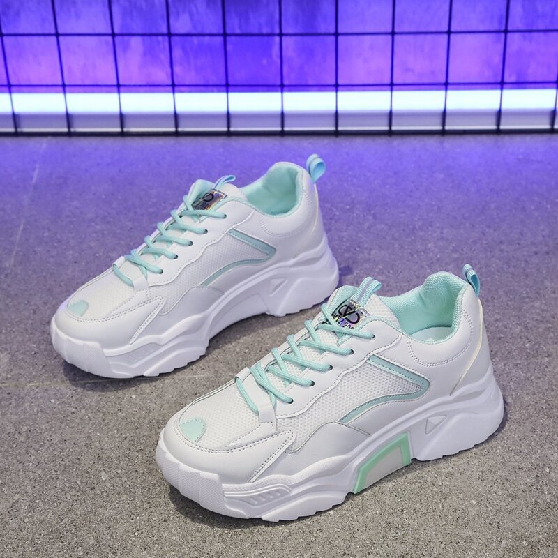 

Lace-up Mesh Chunky Sneakers, Green
