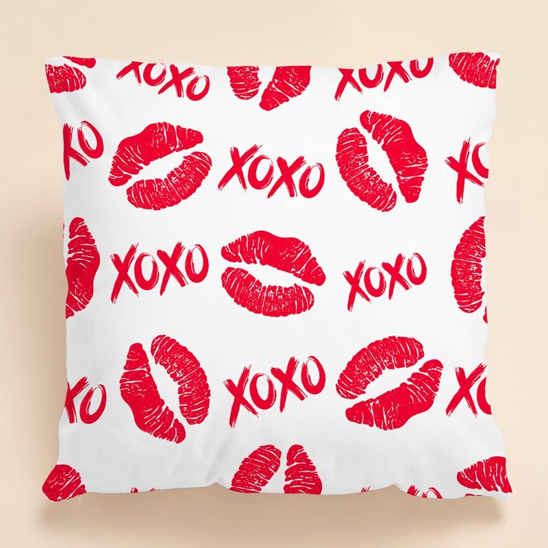 

Lip Print Cushion Cover Without Filler, Red and white