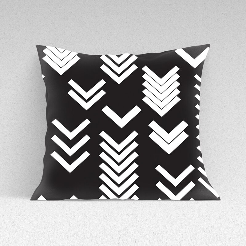 

Geometric Pattern Cushion Cover Without Filler, Black and white