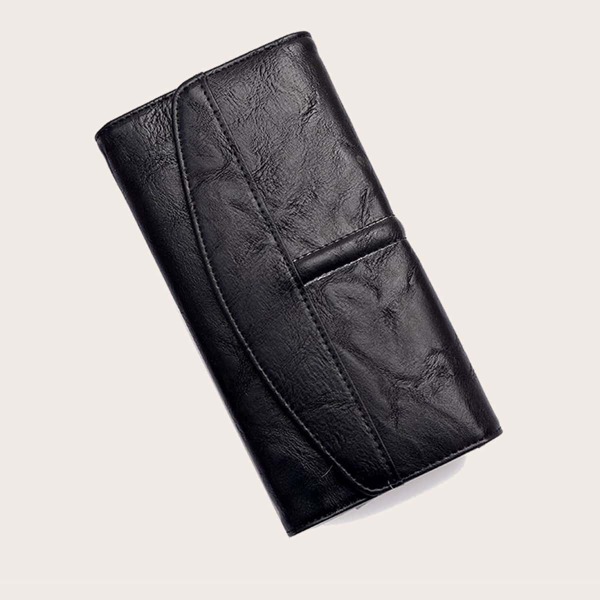 

Solid Foldable Long Purse, Black