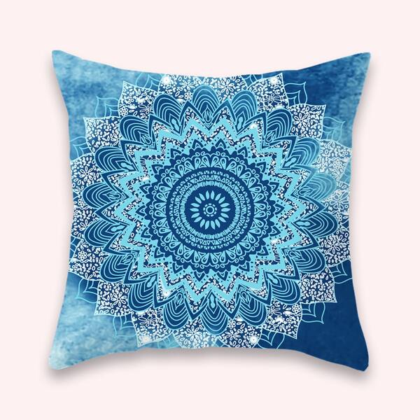 

Mandala Print Cushion Cover Without Filler, Blue