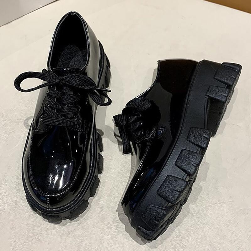 

Lace-up Platform Oxfords, Black
