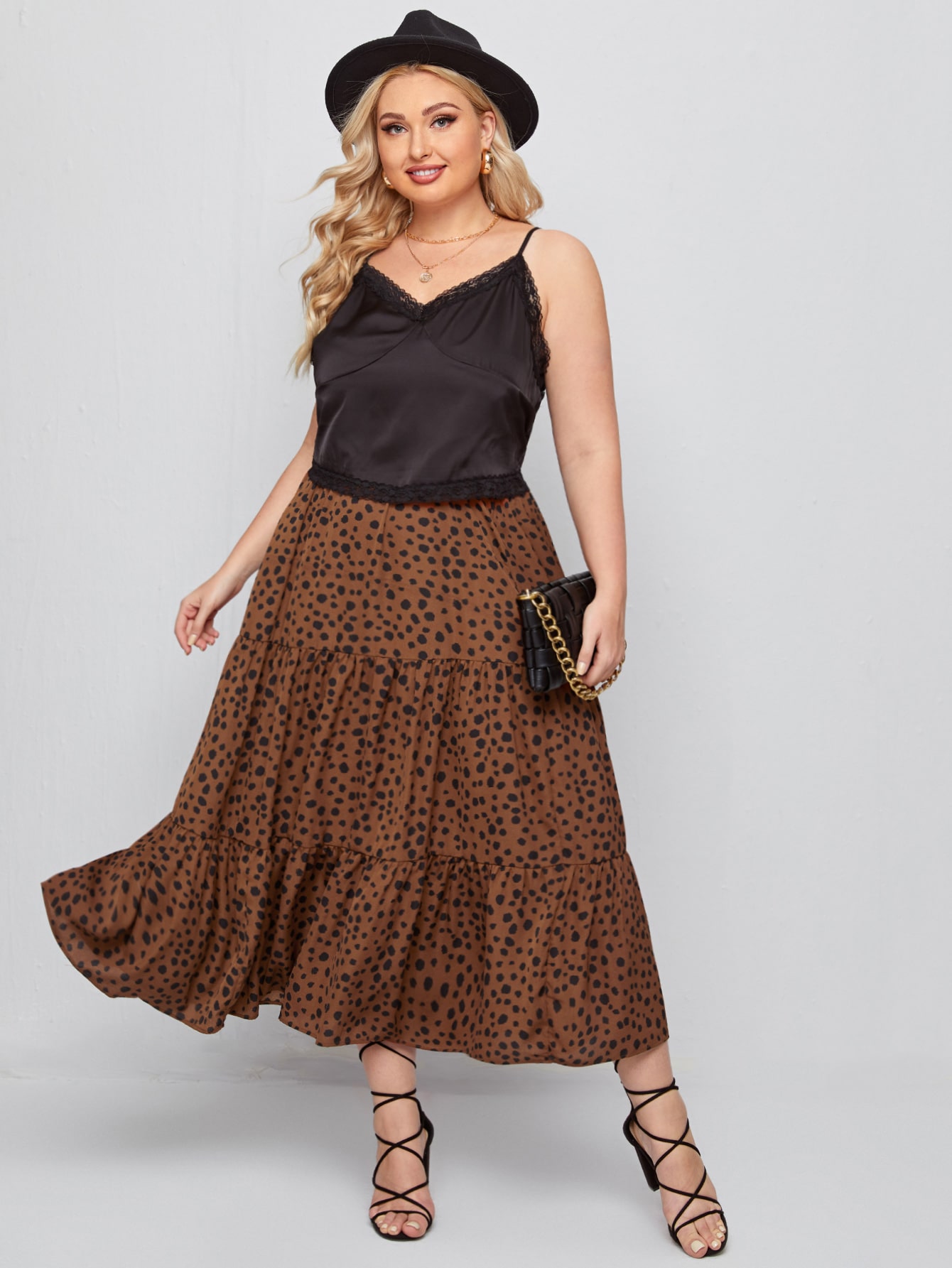 Plus All Over Print Ruffle Hem Skirt thumbnail