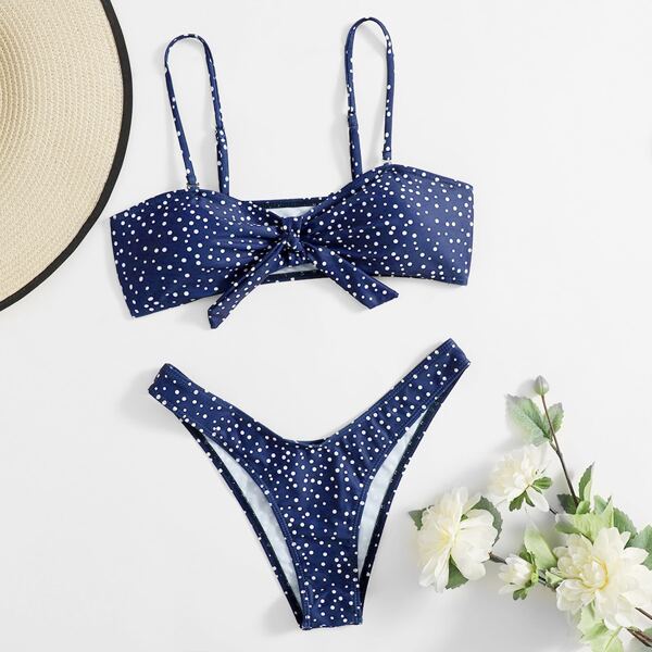 

узел В горошек Повседневный Бикини, Темно-синий