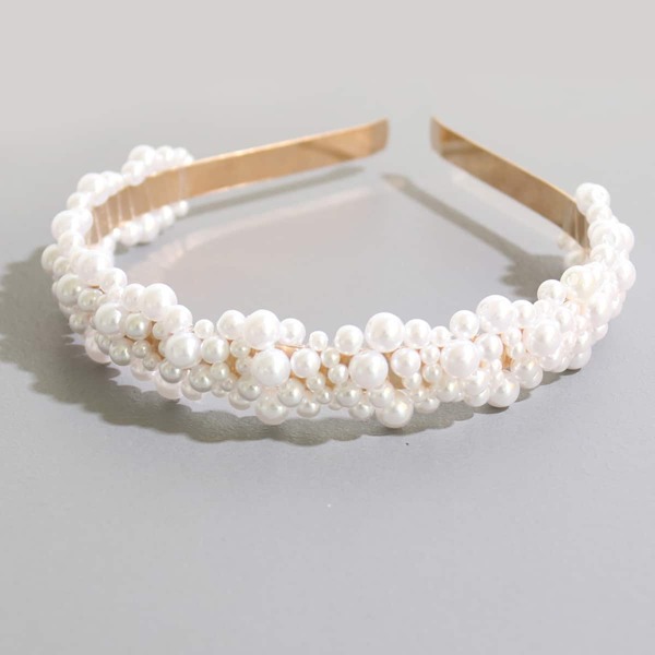 

Toddler Girls Faux Pearl Decor Hair Hoop, White