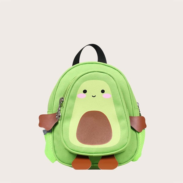 

Kids Cartoon Avocado Design Backpack, Green