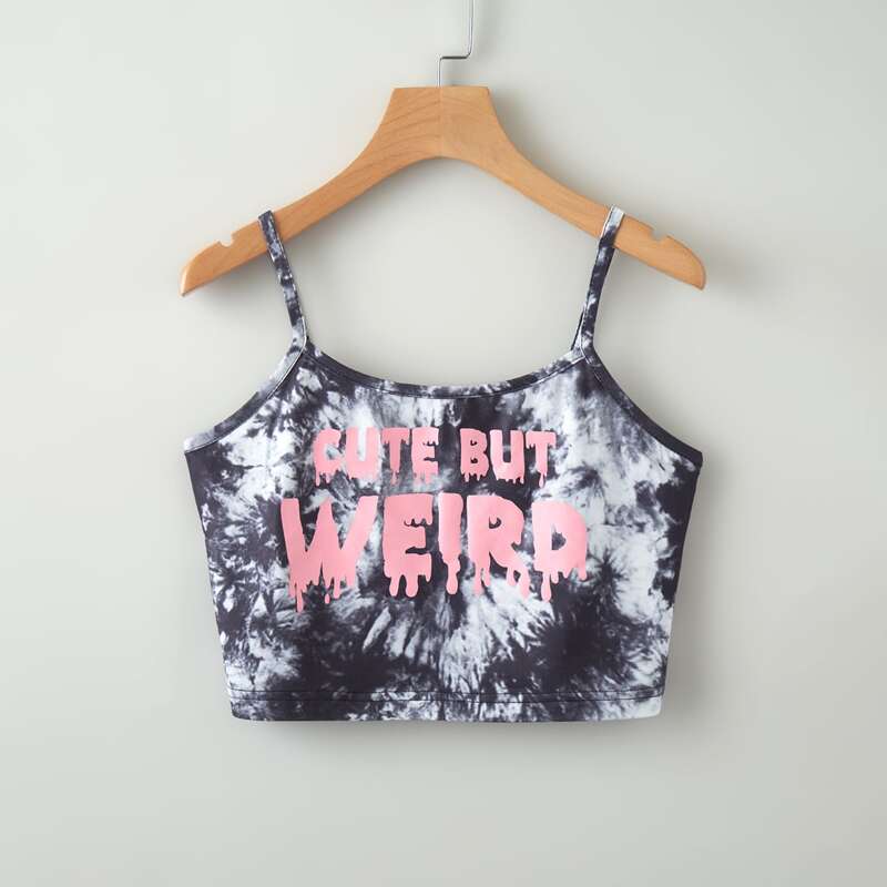 

Letter Tie Dye Crop Cami, Multicolor