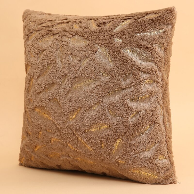 

Feather Pattern Cushion Cover Without Filler, Coffee brown