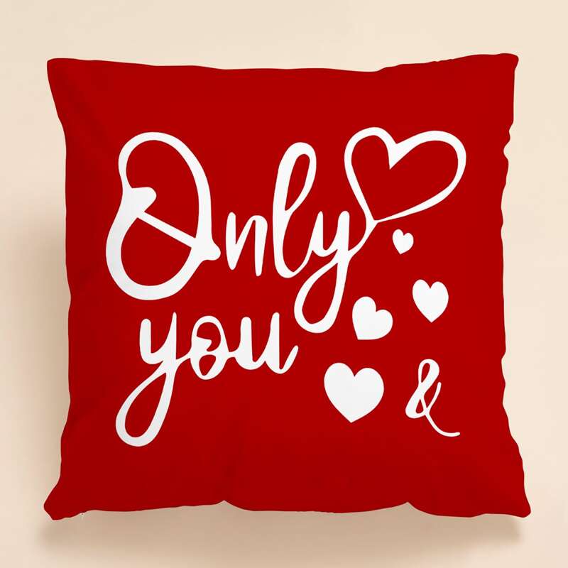 

Slogan Graphic Cushion Cover Without Filler, Red