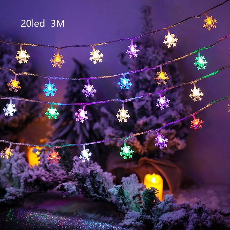 

1pc 3m String Light With 20pcs Snowflake Bulb, Multicolor