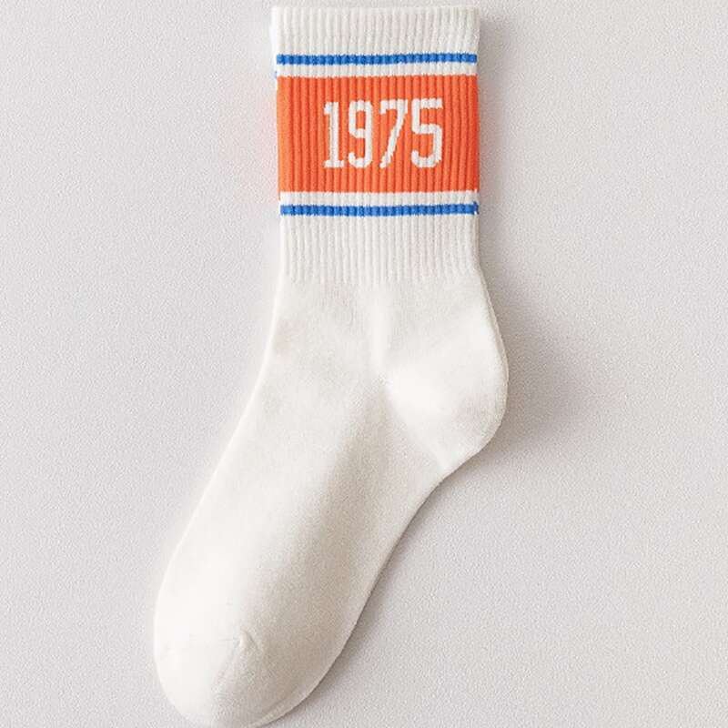 

1pair Random Number Crew Socks, Multicolor