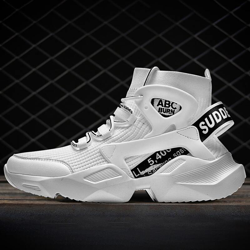 

Guys Letter Tape Lace-up High Top Sneakers, White