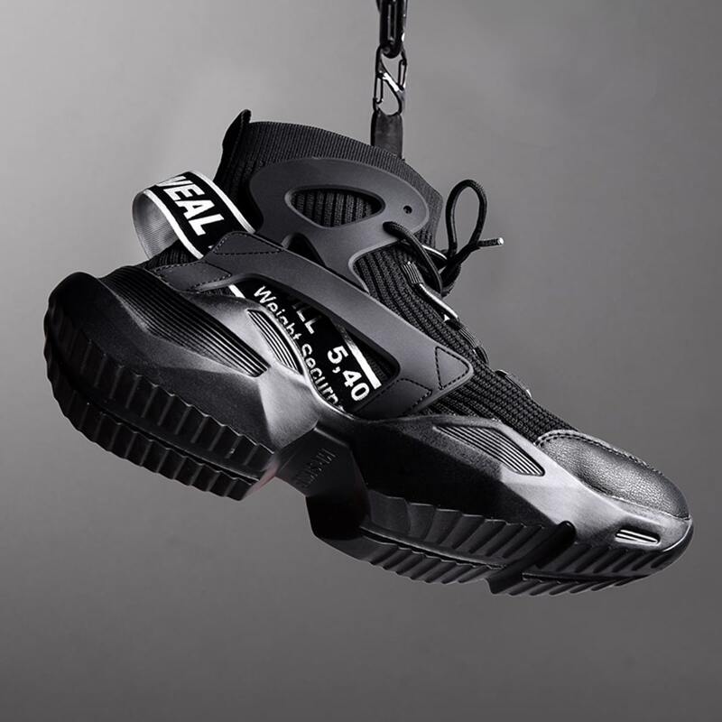 

Guys Letter Tape Lace-up High Top Sneakers, Black