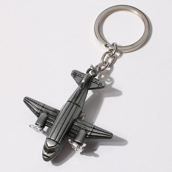 

Airplane Charm Keychain, Grey