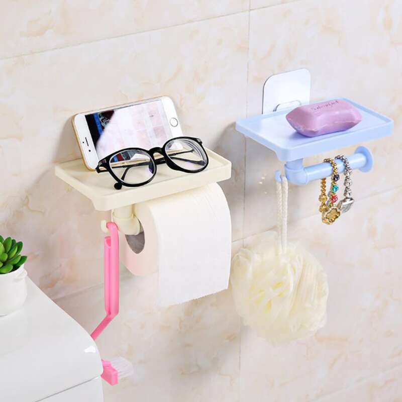 

1pc Random Color Wall Mounted Toilet Paper Holder, Multicolor