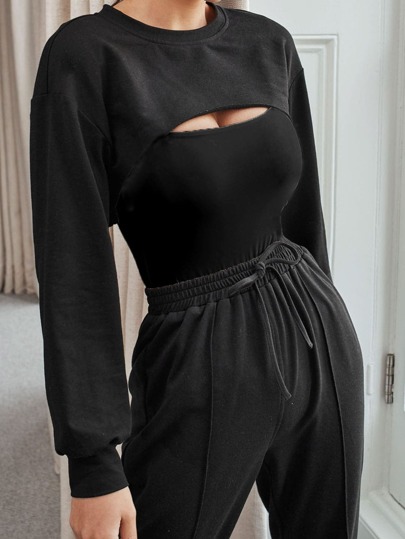 Drop Shoulder Super Crop Pullover